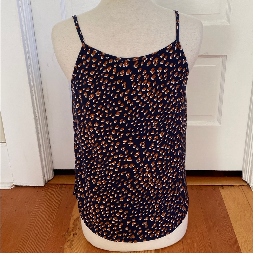 West Kei Navy Brown‎ Animal Print Stretchy Wrap Tank Top Small - Picture 4 of 6